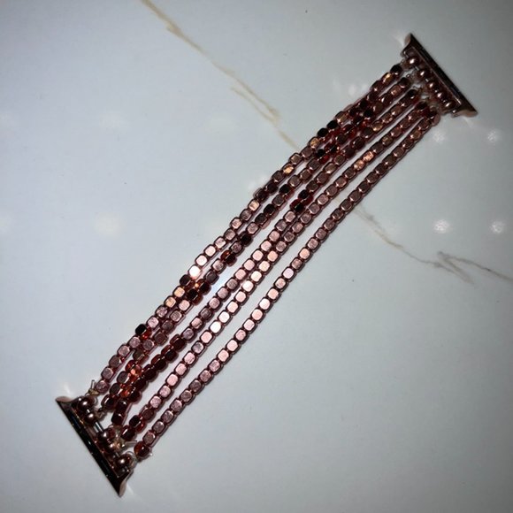 Apple Watch Band Rose Gold Elastic Beaded - Picture 2 of 2